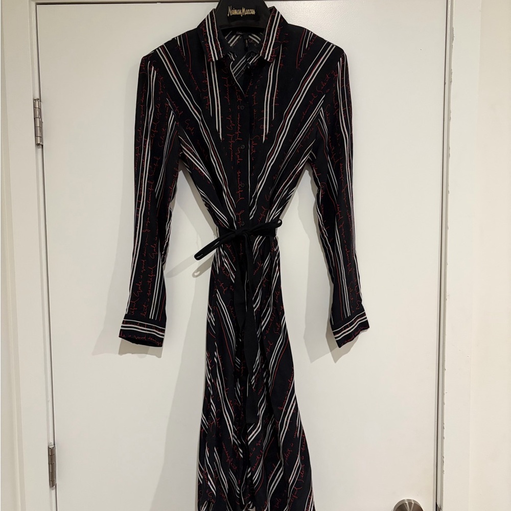Maje Black and White Striped Dress